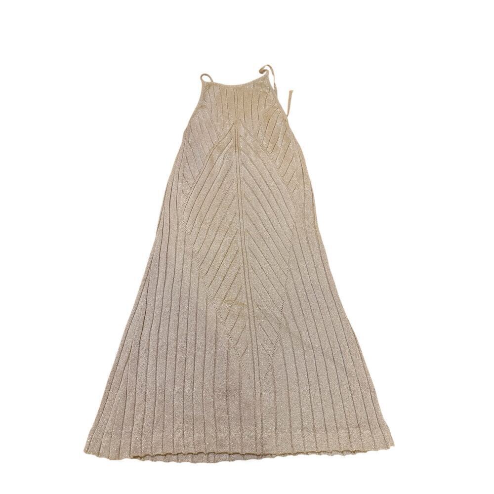 Salvatore Ferragamo RARE RTW Gold Knit mini halter dress Size XS VINTAGE - Picture 7 of 10